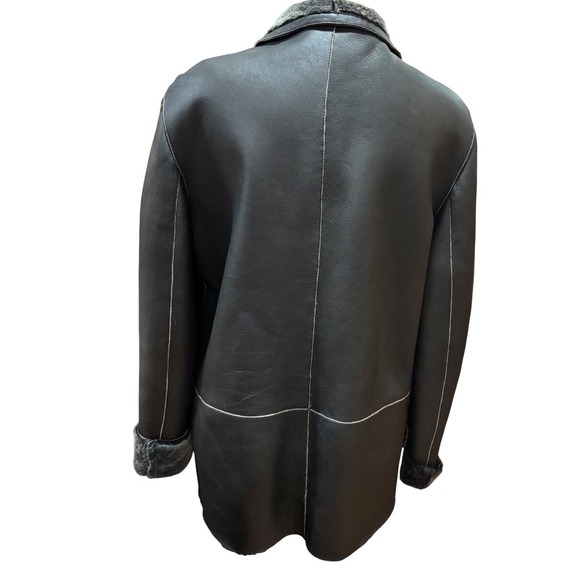 OPIFIX VTG Aviator Black Leather Shearling Lined Riri Zip Jacket Italy 40/Medium - Picture 3 of 14